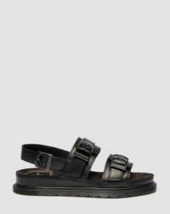 San Two Strap Leather -sandaalit in Musta