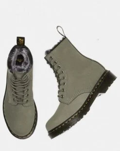 1460 Serena Faux Fur Lined Nubuck Lace Up -maiharit in Nickel Grey