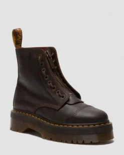 Sinclair Crazy Horse Leather Platform -maiharit in Tummanruskea