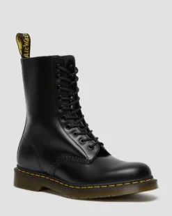 1490 Smooth Leather High Lace Up -maiharit in Musta