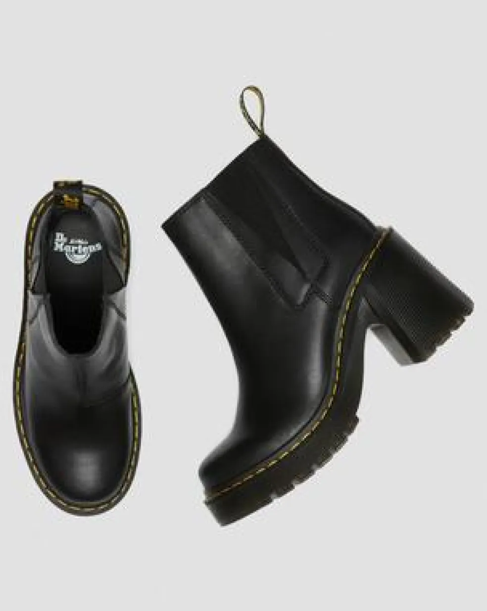 Spence Leather Flared Heel Chelsea Boots in Musta