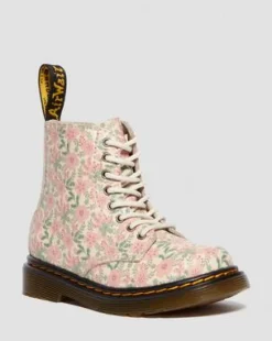 Toddler 1460 Floral Leather Boots in Pilvenvalkoinen