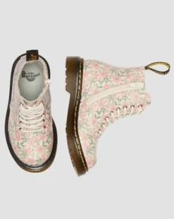 Toddler 1460 Floral Leather Boots in Pilvenvalkoinen