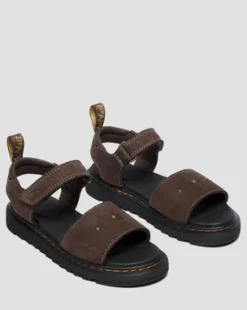Toddler Flower Debossed Nubuck Strap -sandaalit in Tummanruskea