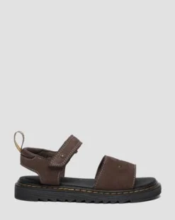 Toddler Flower Debossed Nubuck Strap -sandaalit in Tummanruskea