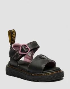 Toddler Marlowe Ii Glitter Heart Leather Strap -kengät in Musta