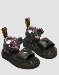 Toddler Marlowe Ii Glitter Heart Leather Strap -kengät in Musta
