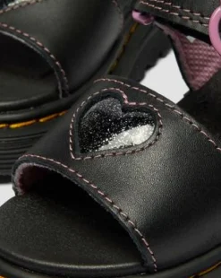 Toddler Marlowe Ii Glitter Heart Leather Strap -kengät in Musta