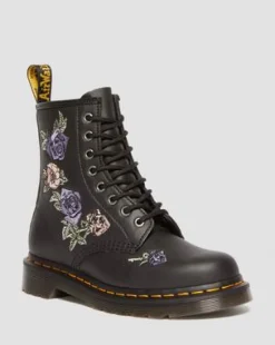 1460 Vonda Floral Reclaimed Leather -maiharit in Musta & Valkoinen