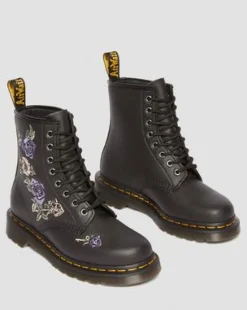 1460 Vonda Floral Reclaimed Leather -maiharit in Musta & Valkoinen