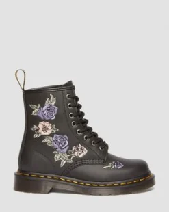 1460 Vonda Floral Reclaimed Leather -maiharit in Musta & Valkoinen