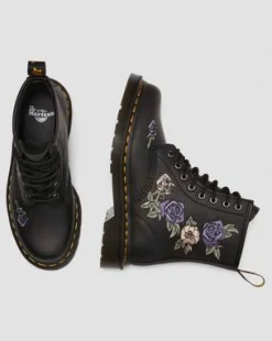 1460 Vonda Floral Reclaimed Leather -maiharit in Musta & Valkoinen
