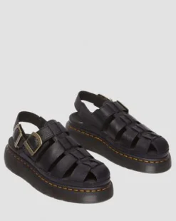 Wrenlie Leather Fisherman -sandaalit in Musta