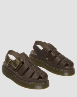 Wrenlie Leather Fisherman -sandaalit in Tummanruskea