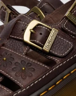 Wrenlie Open Toe Grizzly Leather Fisherman Platform -sandaalit in Tummanruskea