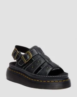 Wrenlie Open Toe Nappa Leather Fisherman Platform -sandaalit in Musta