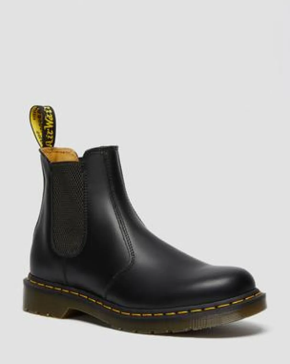 2976 Yellow Stitch Smooth Leather Chelsea -bootsit in Musta