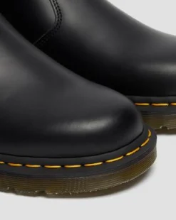 2976 Yellow Stitch Smooth Leather Chelsea -bootsit in Musta