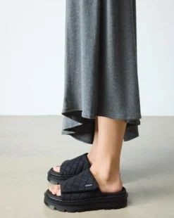 Zebzag Quilted Canvas Platform Slides -sandaalit in Musta