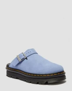 Zebzag Suede Casual Slingback Platform Mules in Cornflower Blue