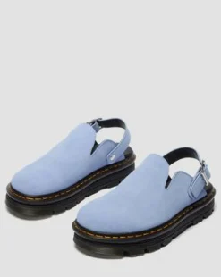 Zebzag Suede Casual Slingback Platform Mules in Cornflower Blue