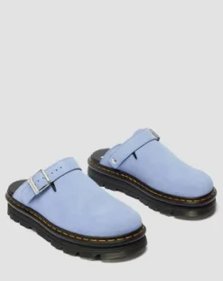 Zebzag Suede Casual Slingback Platform Mules in Cornflower Blue