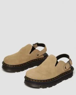 Zebzag Suede Casual Slingback Platform Mules in Gyldenbrun
