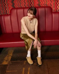 Zebzag Suede Casual Slingback Platform Mules in Gyldenbrun