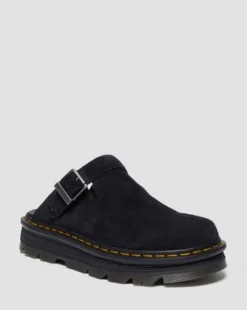 Zebzag Suede Casual Slingback Platform Mules in Musta