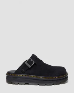 Zebzag Suede Casual Slingback Platform Mules in Musta
